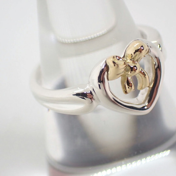 TIFFANY 925 750 heart ribbon combination ring 11 - Picture 2 of 8